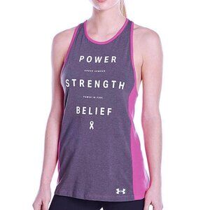 NEW Under Armour Womens Power In Pink Tank Top NWT XS BCA Power Strength Belief